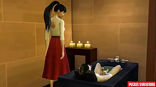 Asian step-mom Assisting stepson Masturbate In The Bath